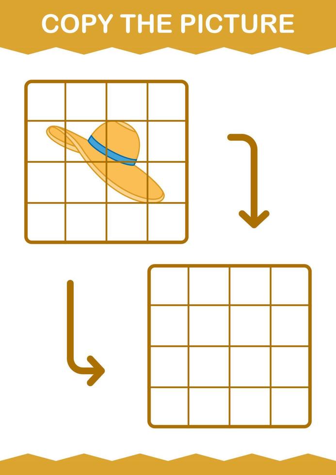 Copy the picture with Women Hat. Worksheet for kids vector
