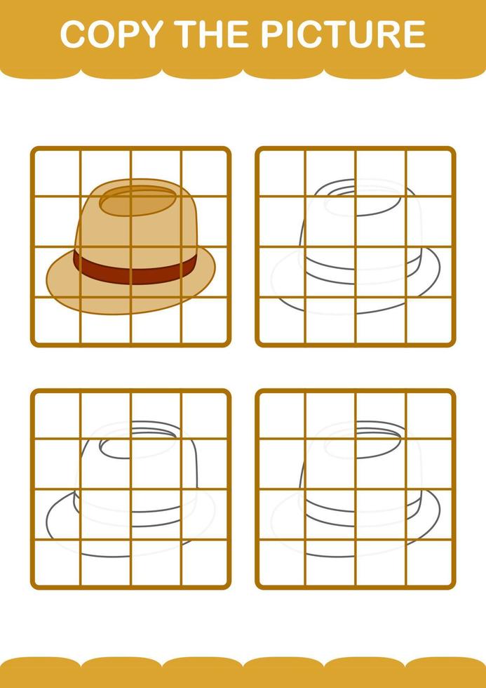 Copy the picture with Fedora Hat. Worksheet for kids vector