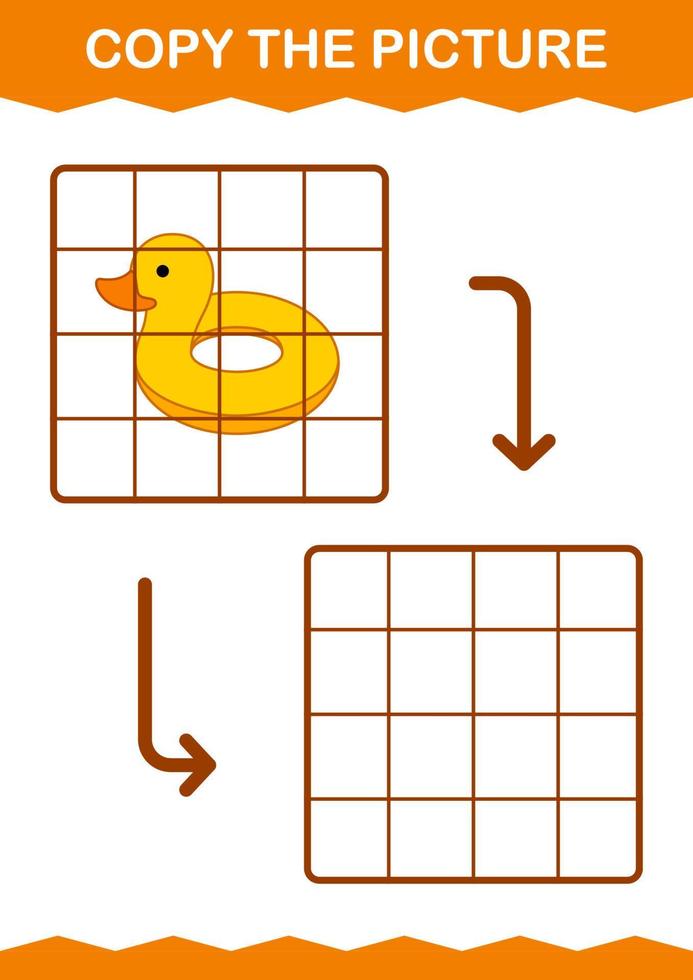 Copy the picture with Inflatable Duck. Worksheet for kids vector