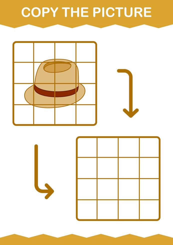 Copy the picture with Fedora Hat. Worksheet for kids vector