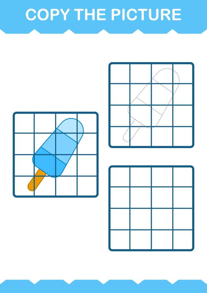 Copy the picture with Ice Cream. Worksheet for kids vector
