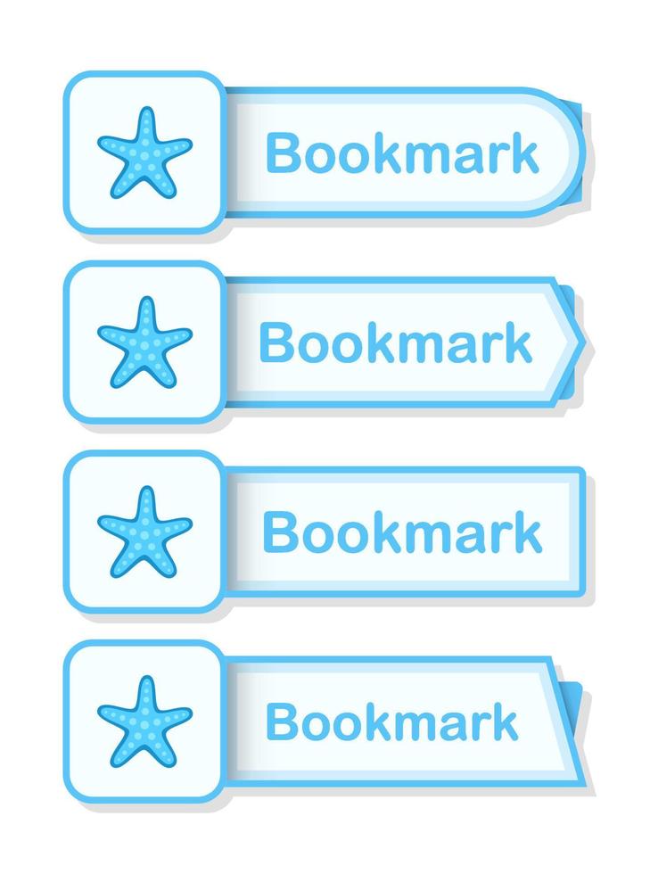 Set of colored bookmarks with Starfish vector