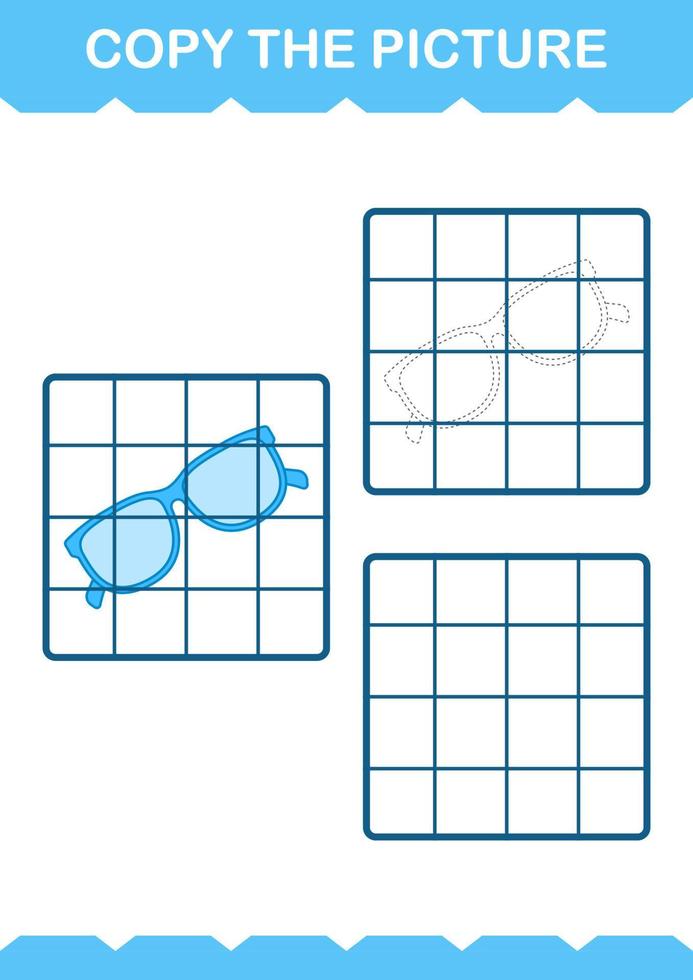 Copy the picture with Glasses. Worksheet for kids vector