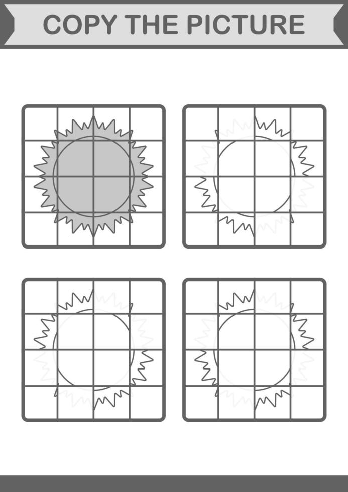 Copy the picture with Sun. Worksheet for kids vector