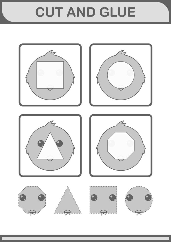 Cut and glue Chicken face. Worksheet for kids vector