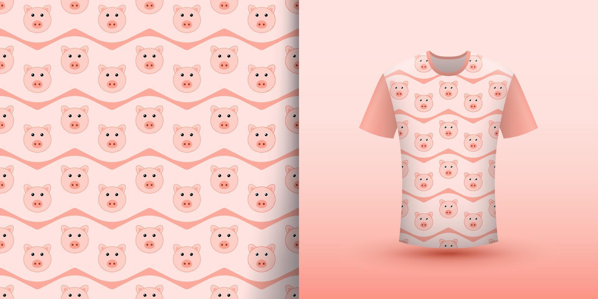 Pig seamless pattern with shirt vector