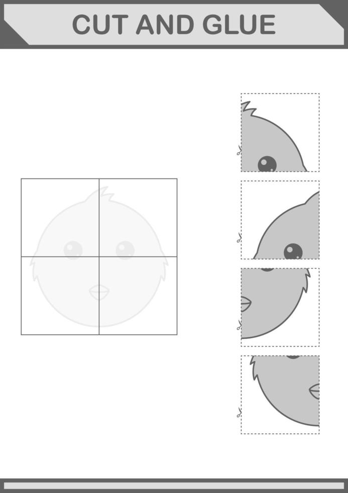 Cut and glue Chicken face. Worksheet for kids vector