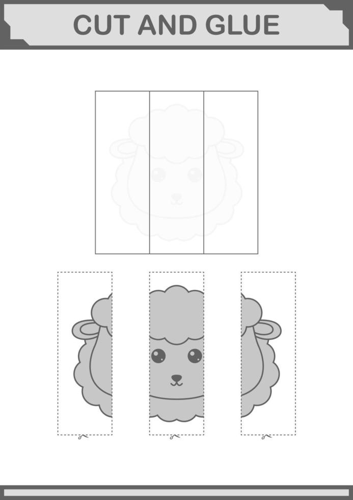 Cut and glue Sheep face. Worksheet for kids vector