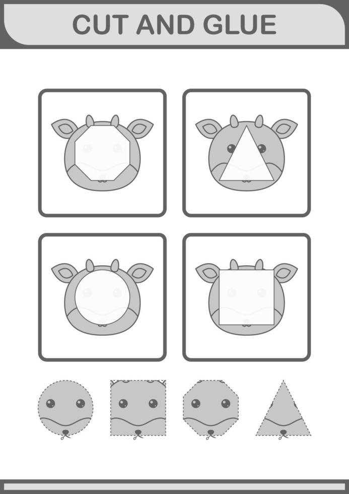 Cut and glue Deer face. Worksheet for kids vector