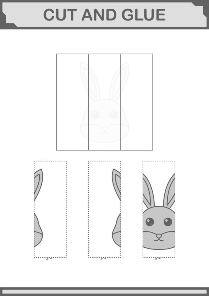 Cut and glue Rabbit face. Worksheet for kids vector