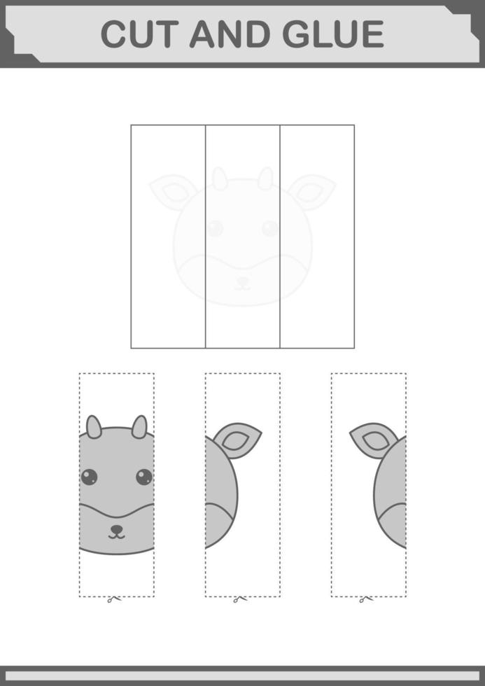 Cut and glue Deer face. Worksheet for kids vector