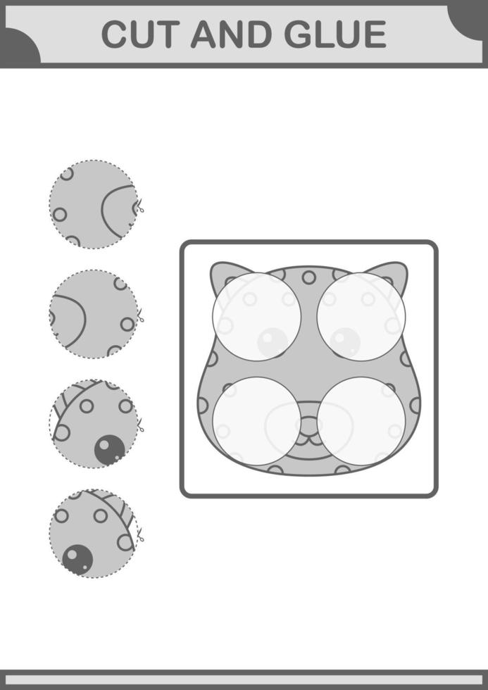 Cut and glue Leopard face. Worksheet for kids vector