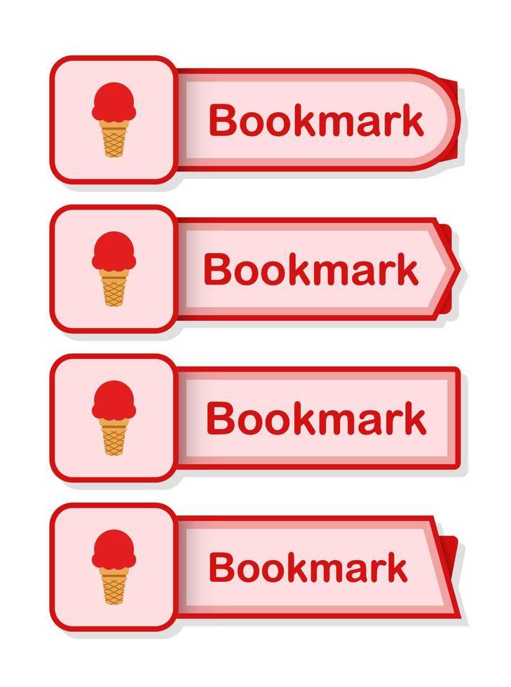Set of colored bookmarks with Ice Cream vector