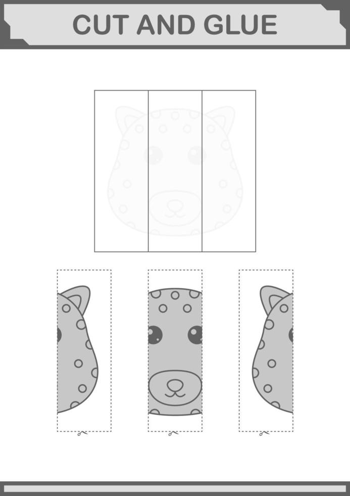 Cut and glue Leopard face. Worksheet for kids vector