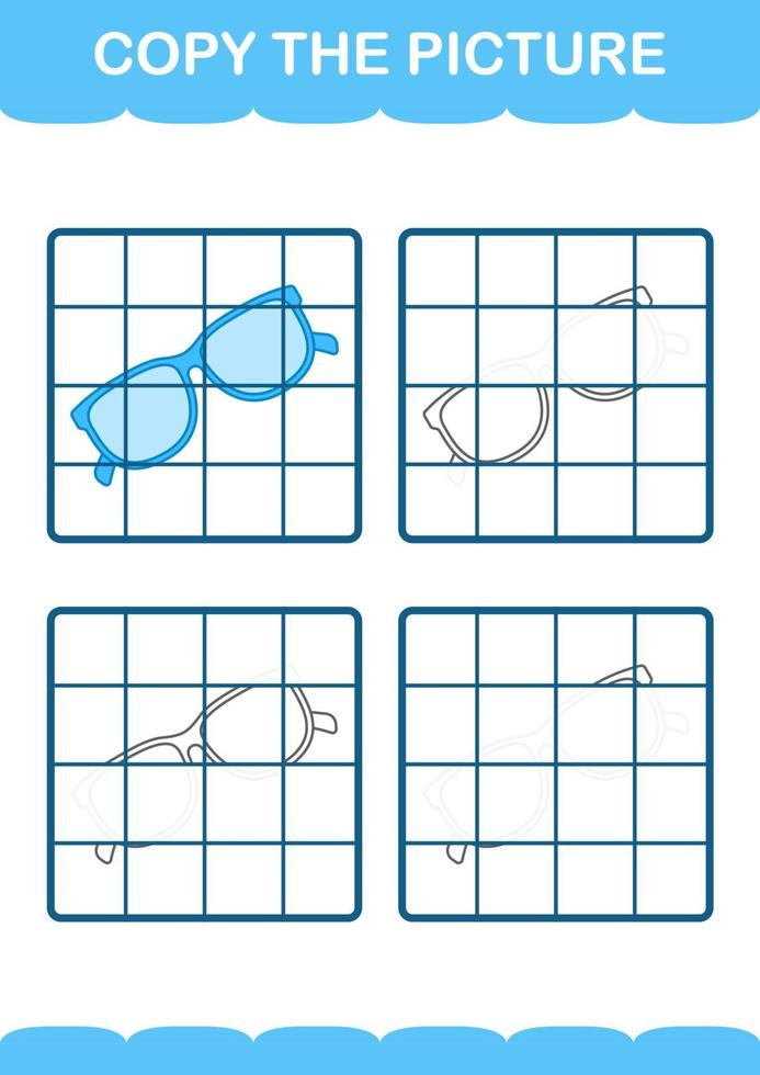 Copy the picture with Glasses. Worksheet for kids vector