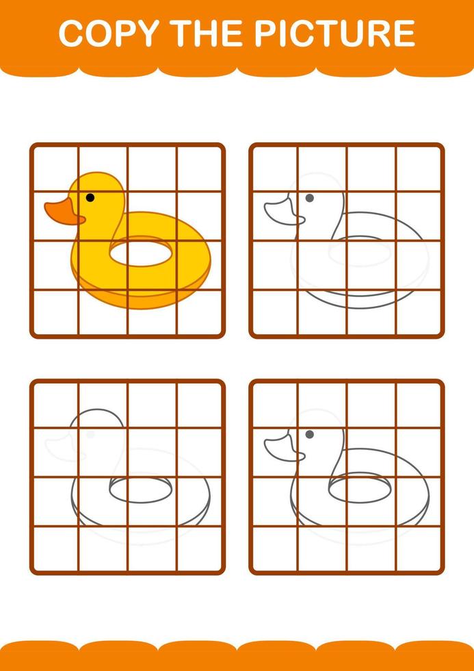 Copy the picture with Inflatable Duck. Worksheet for kids vector