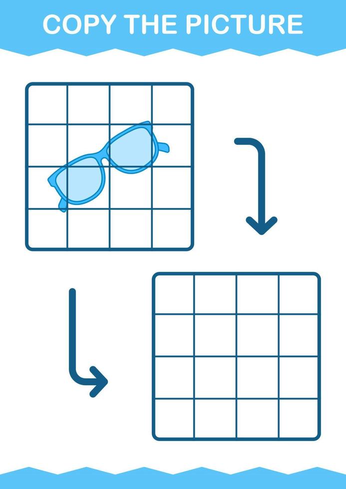 Copy the picture with Glasses. Worksheet for kids vector