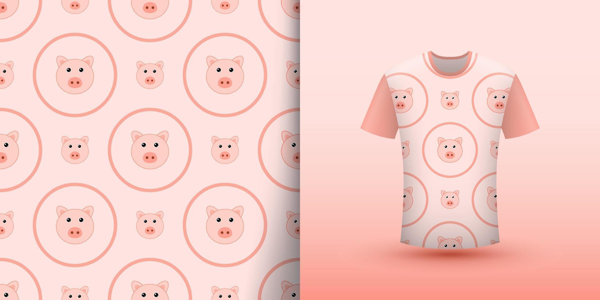 Pig seamless pattern with shirt vector