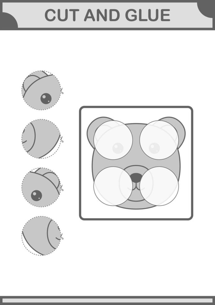 Cut and glue Bear face. Worksheet for kids vector