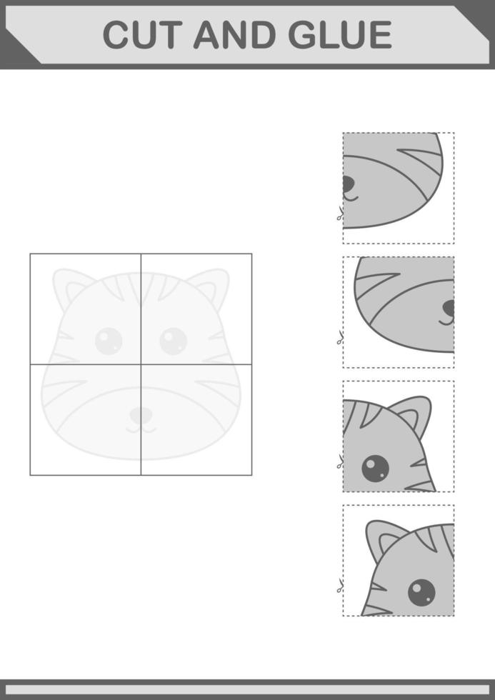 Cut and glue Tiger face. Worksheet for kids vector