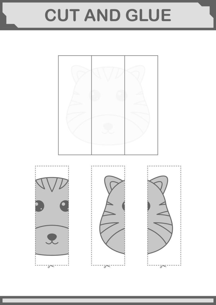 Cut and glue Tiger face. Worksheet for kids vector