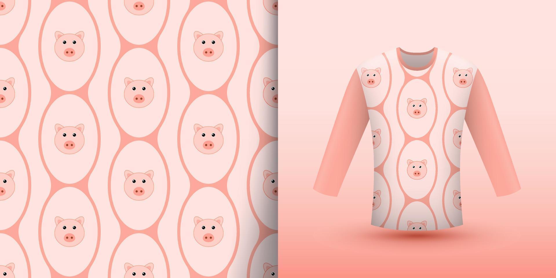 Pig seamless pattern with shirt vector