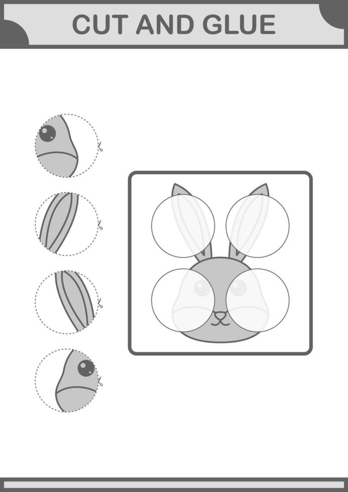 Cortar y pegar cara de conejo. hoja de trabajo para niños vector