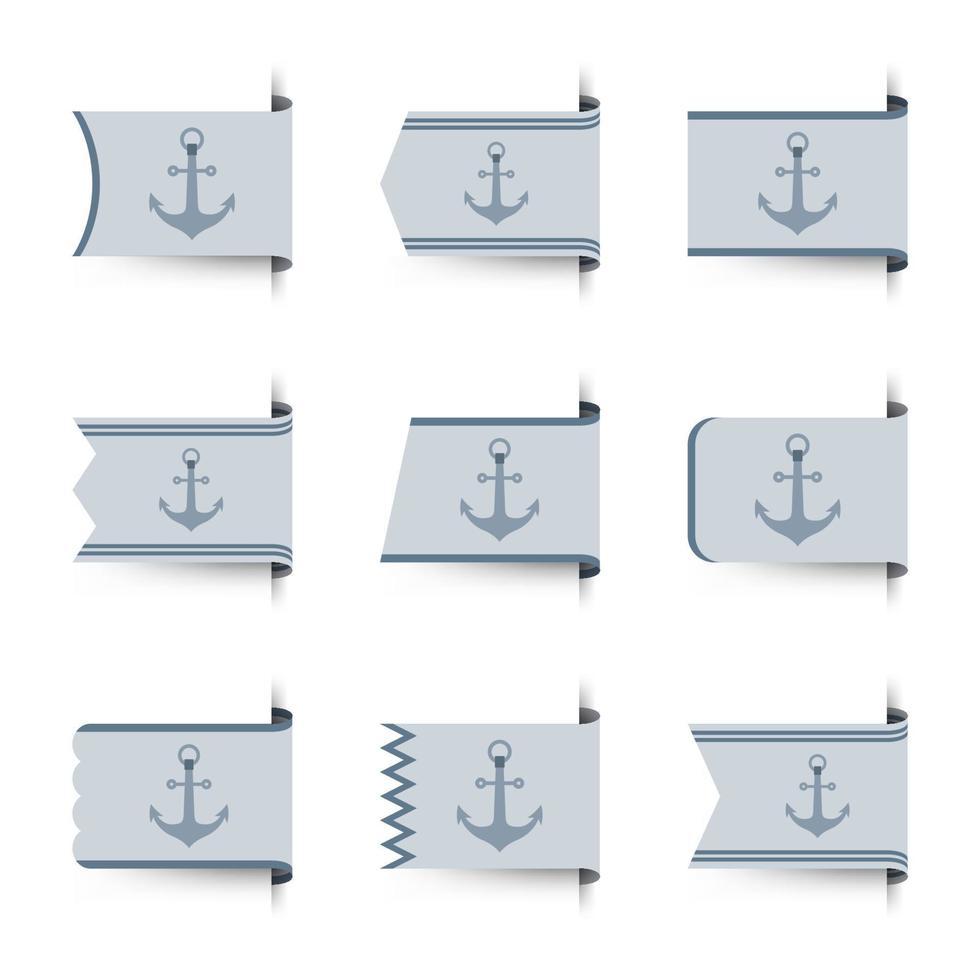 Set of colored bookmarks with Anchor vector