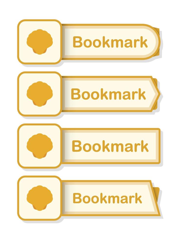 Set of colored bookmarks with Seashell vector
