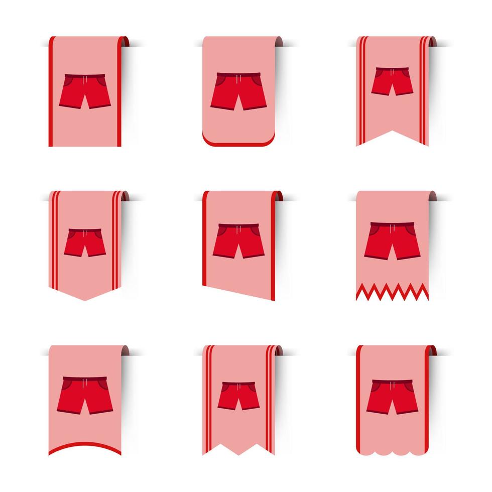 Set of colored bookmarks with Shorts vector