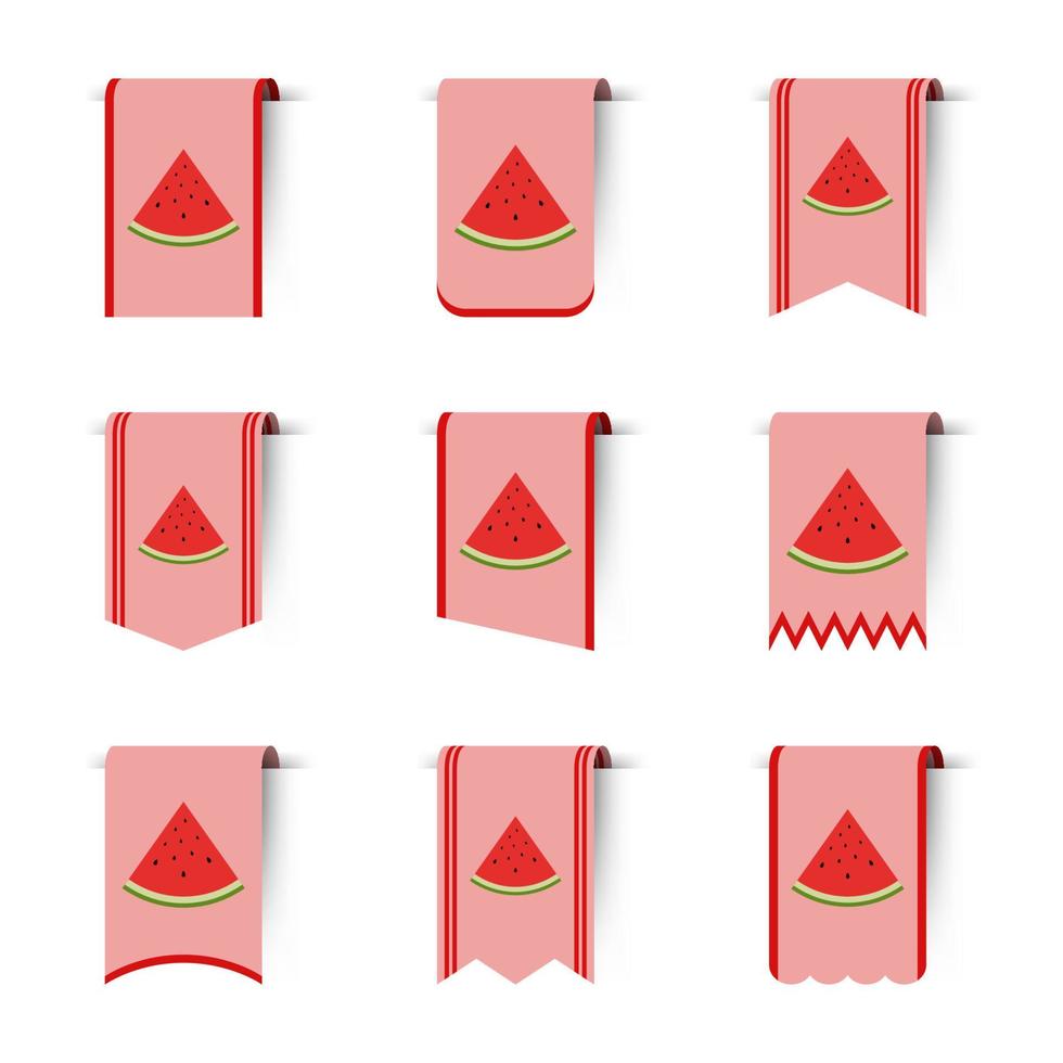Set of colored bookmarks with Watermelon vector