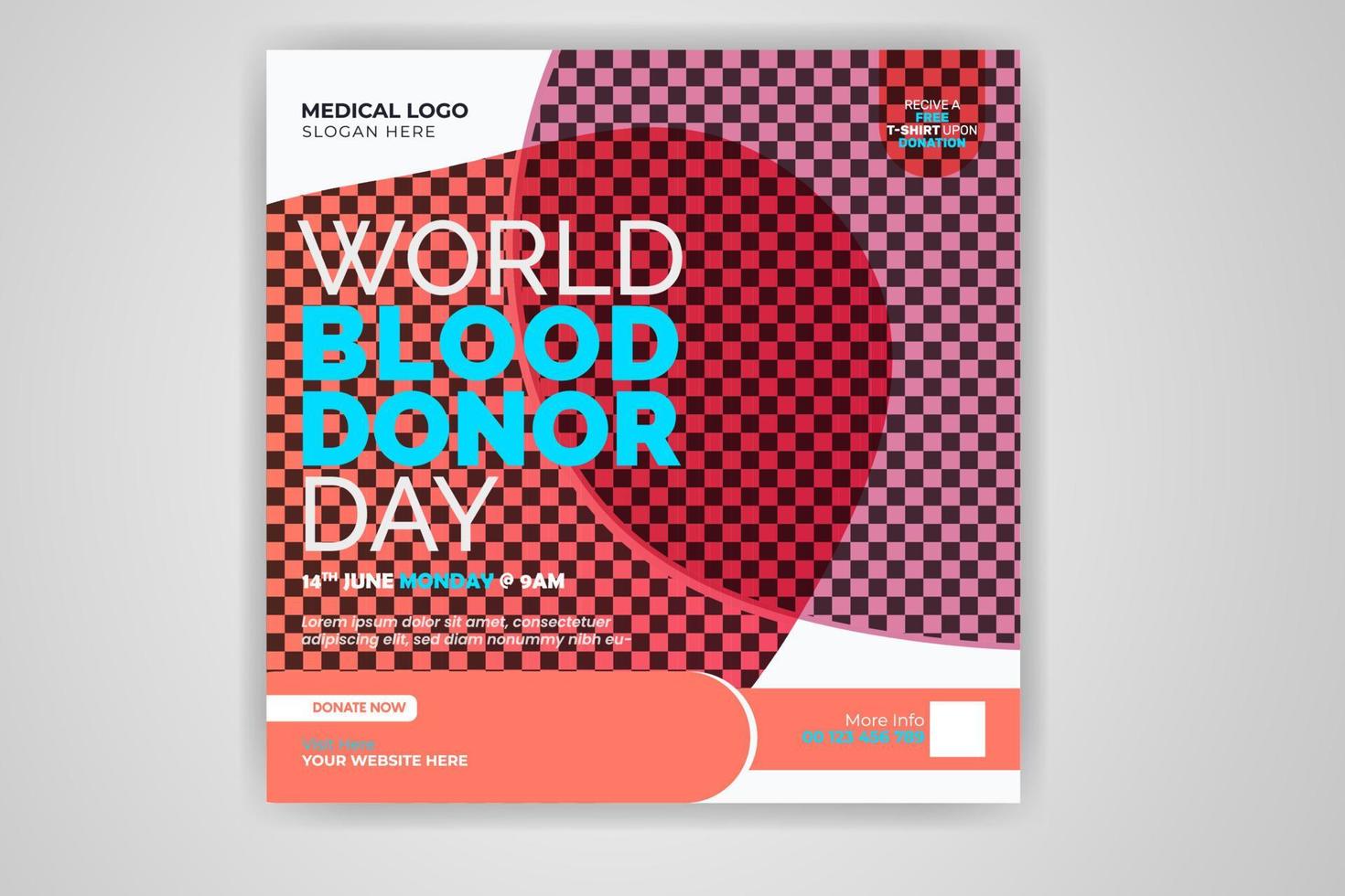 World Blood Donor Day Medical Health Care Social Media Post Web Banner Template Design Free Download vector