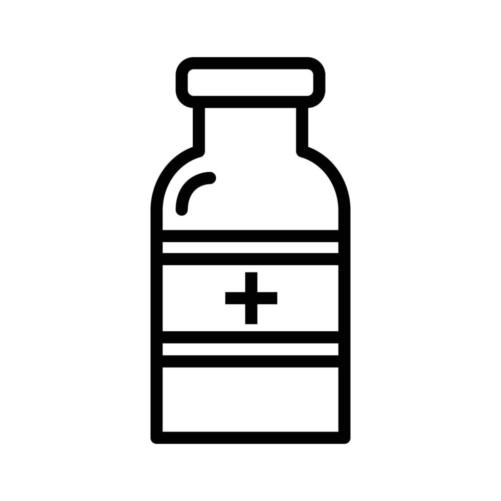 ilustración de icono de botella de medicina, salud, farmacia, farmacia. diseño vectorial de iconos de estilo de línea. vector