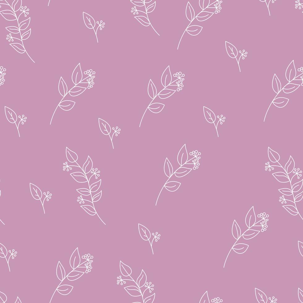 Seamless pattern in small flowers and leaves. Small white flowers. Pink background. Ditsy floral background. The elegant pattern for fashion textile print vector