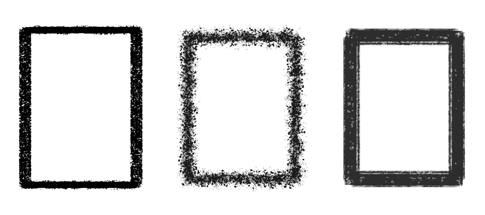 Vector Grunge Frames. Grunge Backgrounds. Grunge frame for inscription. Textured design in graffiti style. Stencil painted frame. Vector illustration isolated on white background