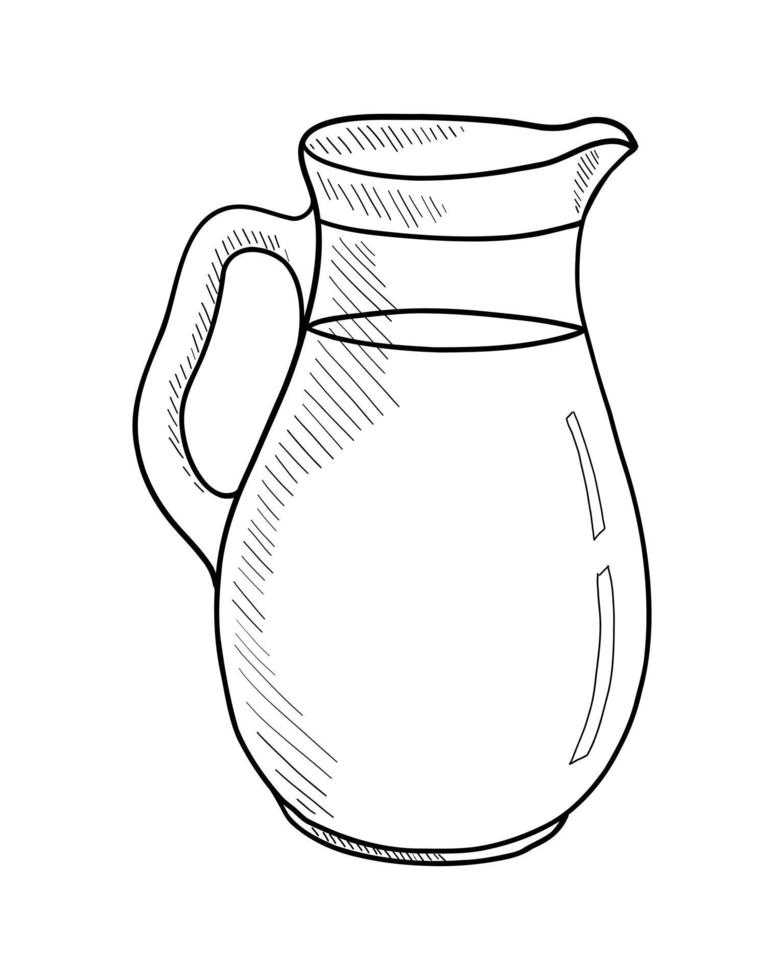 VECTOR CONTOUR DRAWING OF A MILK JUG ON A WHITE BACKGROUND