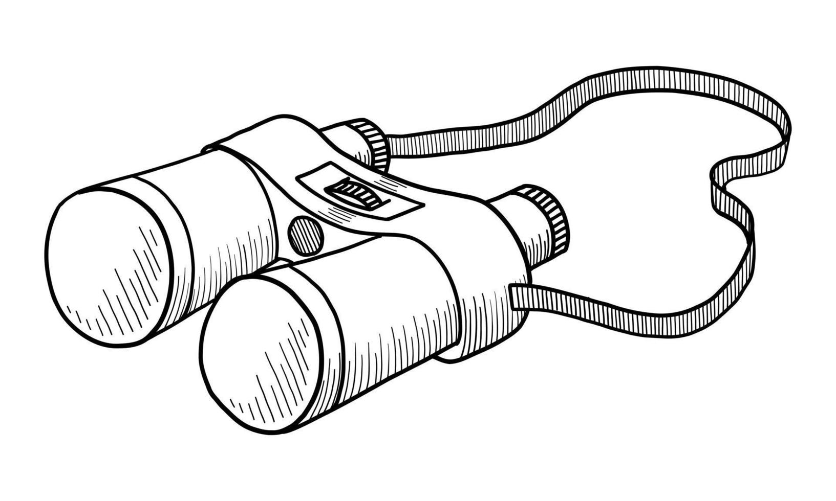 VECTOR TOURIST BINOCULARS ISOLATED ON A WHITE BACKGROUND. DOODLE DRAWING BY HAND