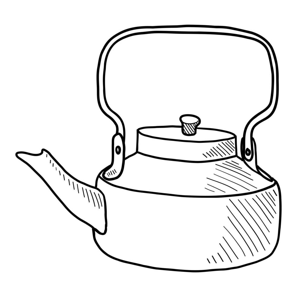 VECTOR TOURIST TEAPOT ISOLATED ON A WHITE BACKGROUND. DOODLE DRAWING BY HAND