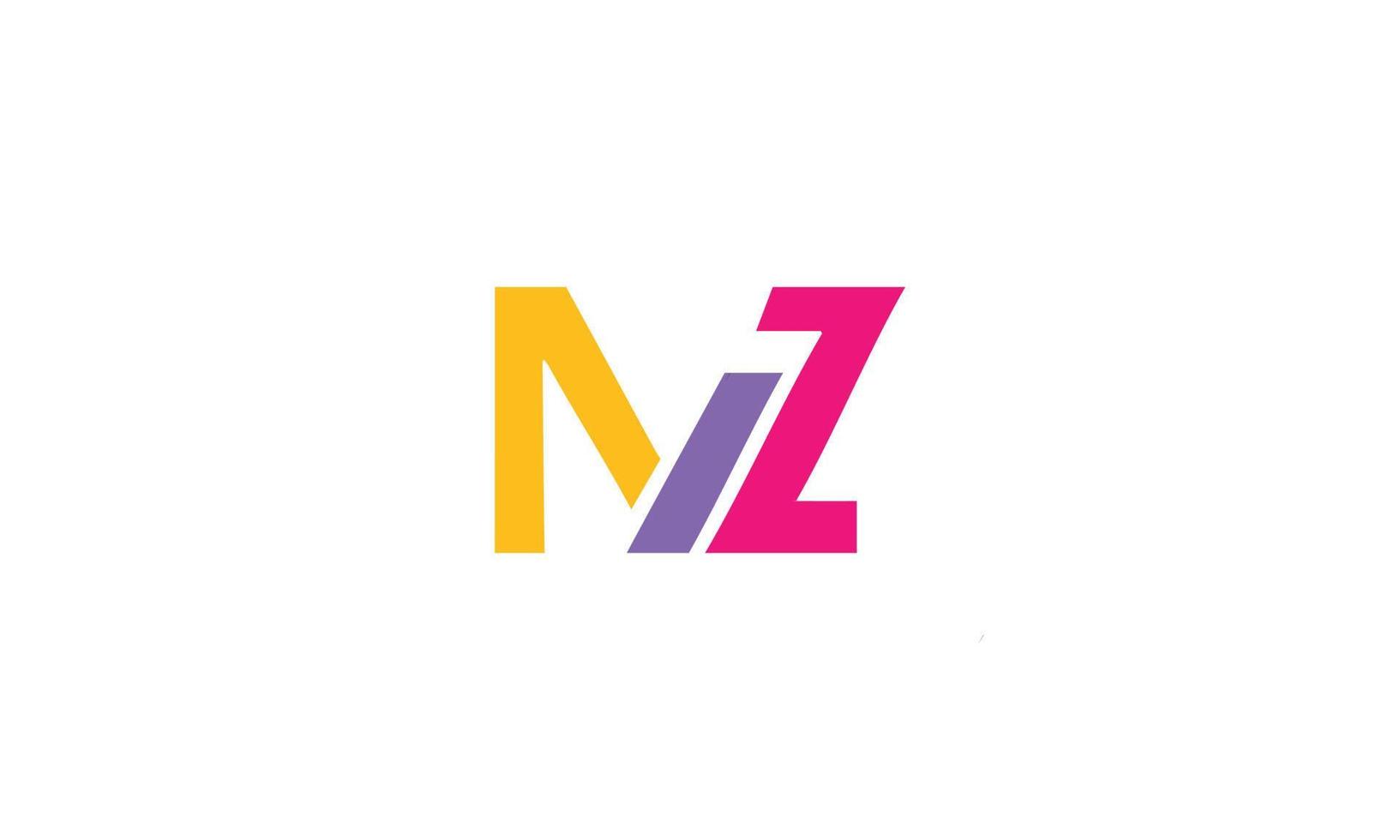 letras del alfabeto iniciales monograma logo mz, zm, z y m vector