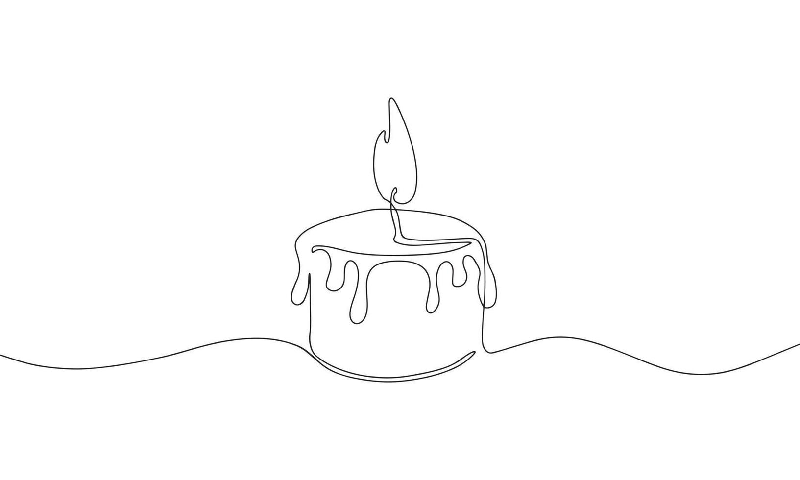 Candle, one continuous line drawing. Isolated on white background.  Vector minimalist style