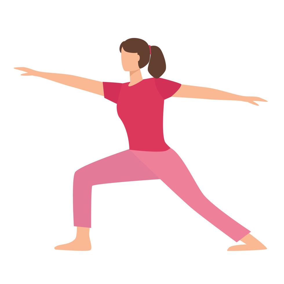 Woman doing yoga or Pilates. virabhadrasana. Stretching exercises. Warrior Pose I. Beautiful girl practice Virabhadrasana I. Young attractive woman practicing yoga exercise. working out vector