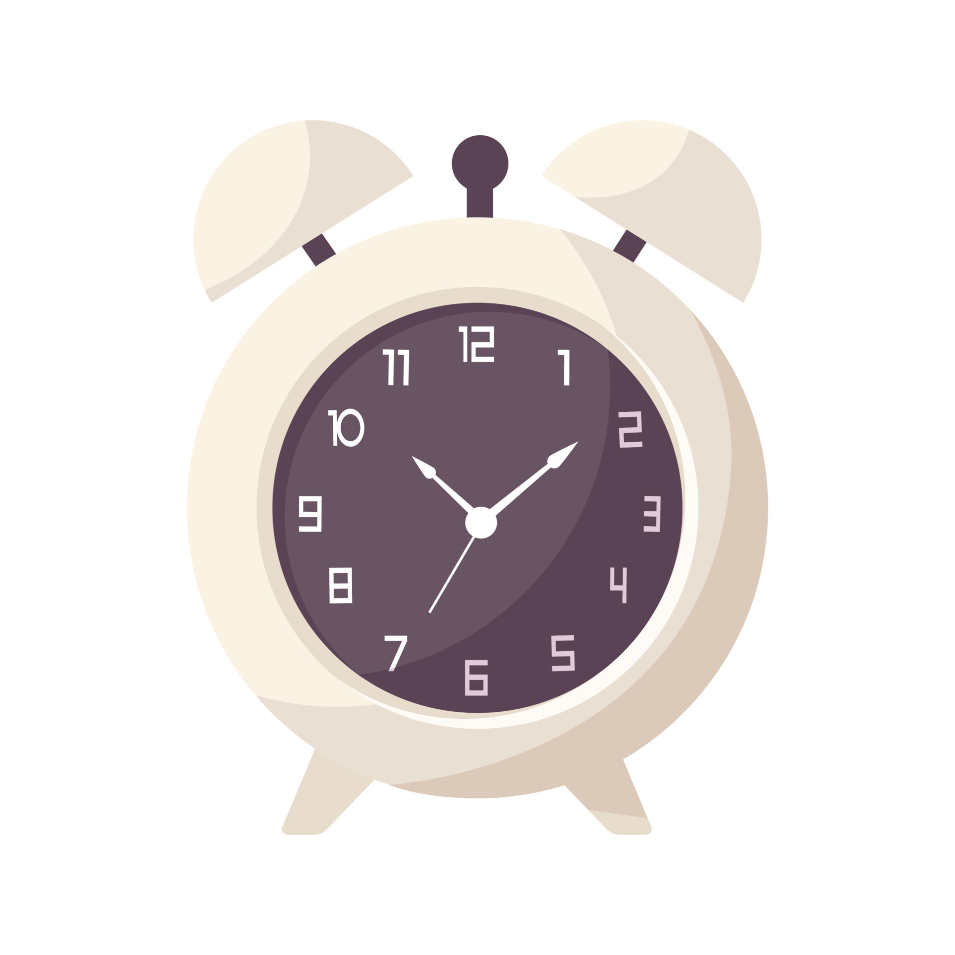 Overslept. Alarm clock red wake up time isolated on background in flat