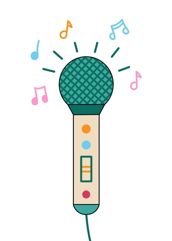 Cancion infantil microfono para karaoke. ilustración vectorial vector