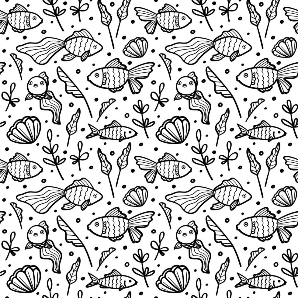 Cute childish pattern with swimming underwater fishes vector