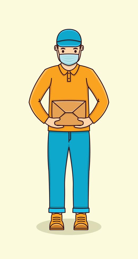 Courier Delivery Carrying Box. Deliveryman illustration. vector