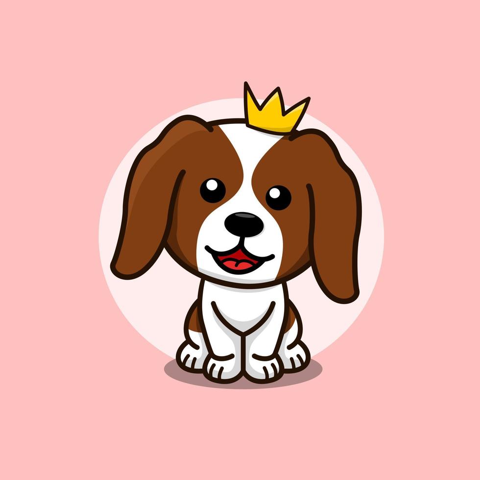 Cute dog cartoon logo icon with chrown vector