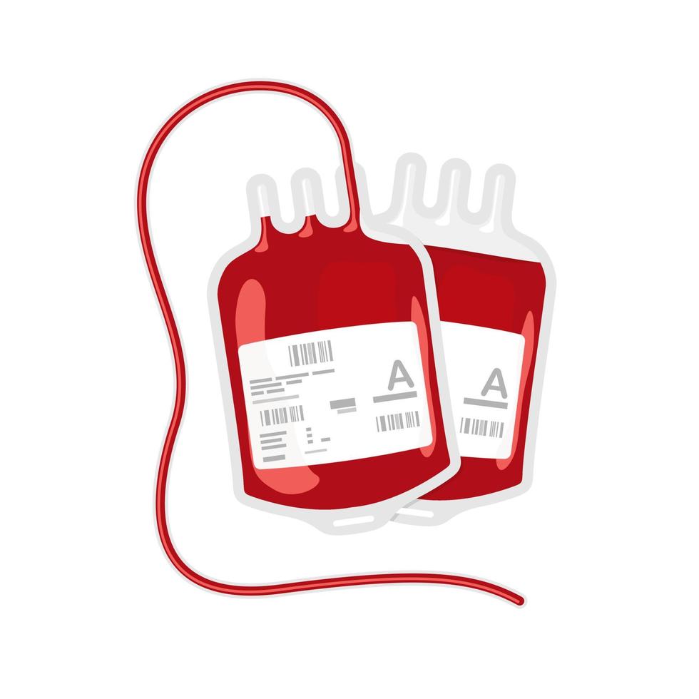 dos bolsas de sangre de la donación de sangre sobre un fondo blanco