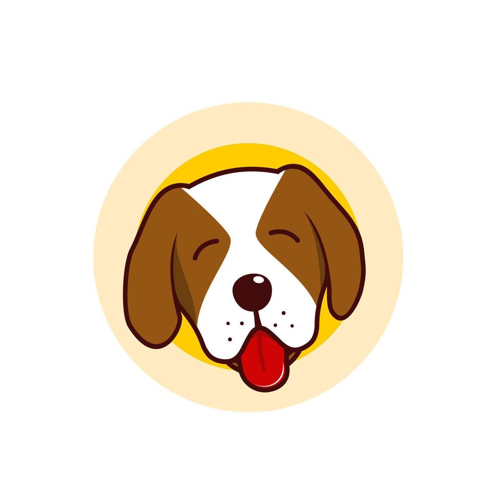 Saint Bernard's happy dog with his eyes closed. vector