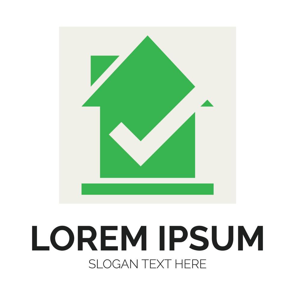 Home check mark and Real estate logo design vector