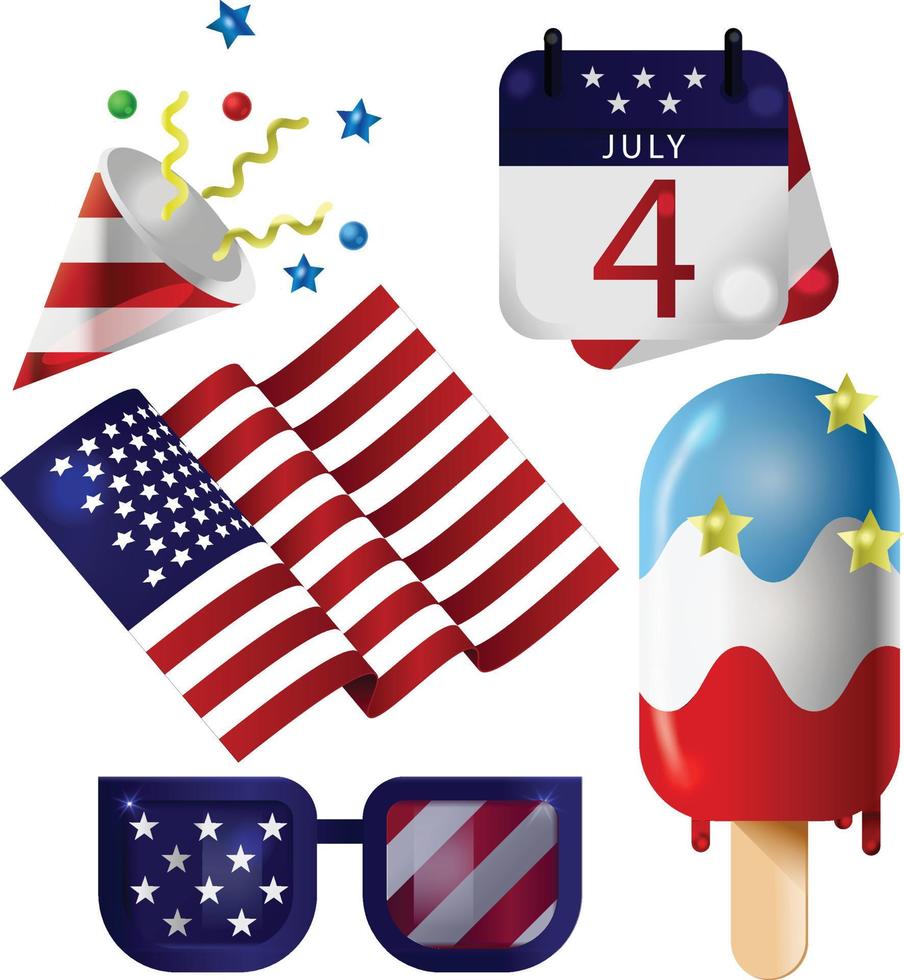 4th of July 3D Elements.eps vector